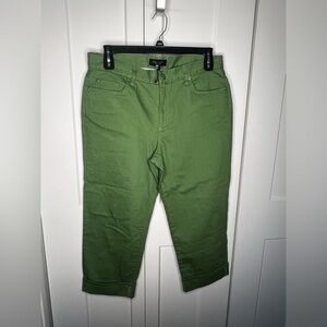 Talbots NWOT Sage Green Cuffed Cropped Wide Leg Jeans Women's Size 12